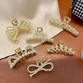 2022 Korean Fashion Hair Clip Rhinestone Pearl Large Geometric Hair Claw Clips for Woman Girls MegaBDM