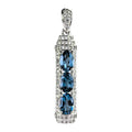 Unique Rhodium Plated 925 Sterling Silver Natural London Blue Topaz Pendant for Women Fine Pendants
