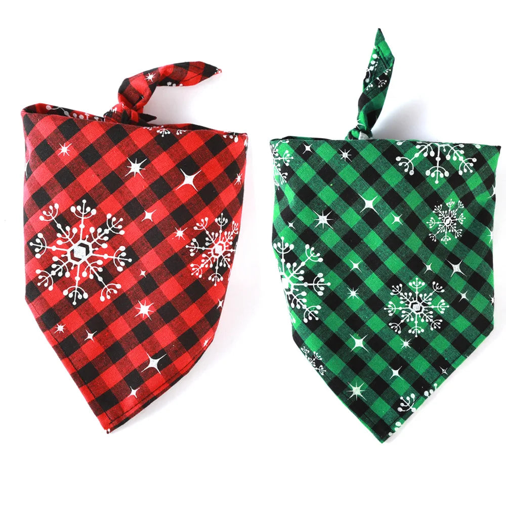 Snowflake Triangle Scarf Christmas Drool Towel - Single Layer Pet Drool Towel Pet Accessory Triangle Scarf