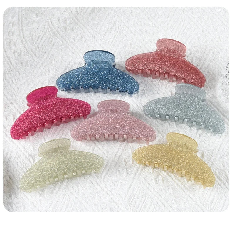 New Large Fashion Simple Bling Sparkle Hair Accessories Catch Acrylic Claws Clip Acetate Big Glitter Hair Claw Clips