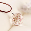 Trendy Real Pressed Dried Flower Pendant Necklace Dandelion Glass Ball Pendant Necklace Natural Dandelion Pendant Necklace