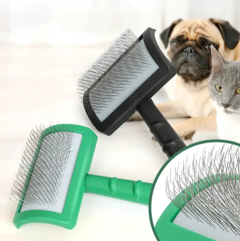 Professional Stainless Steel Pet Hair Brush Custom Size Curved Long Pin Dog Grooming Tool Handle Slicker Brush for Animal Care