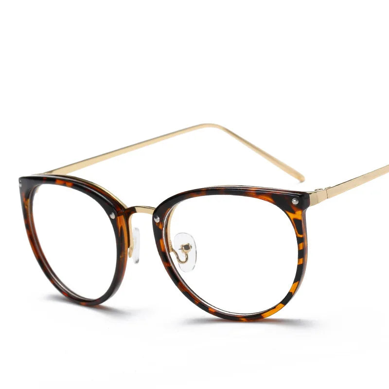 Unisex Fashion Metal Round Eyeglasses with Transparent Lenses Solid Pattern Economical PC & Alloy Eyeglass Frames for Reading
