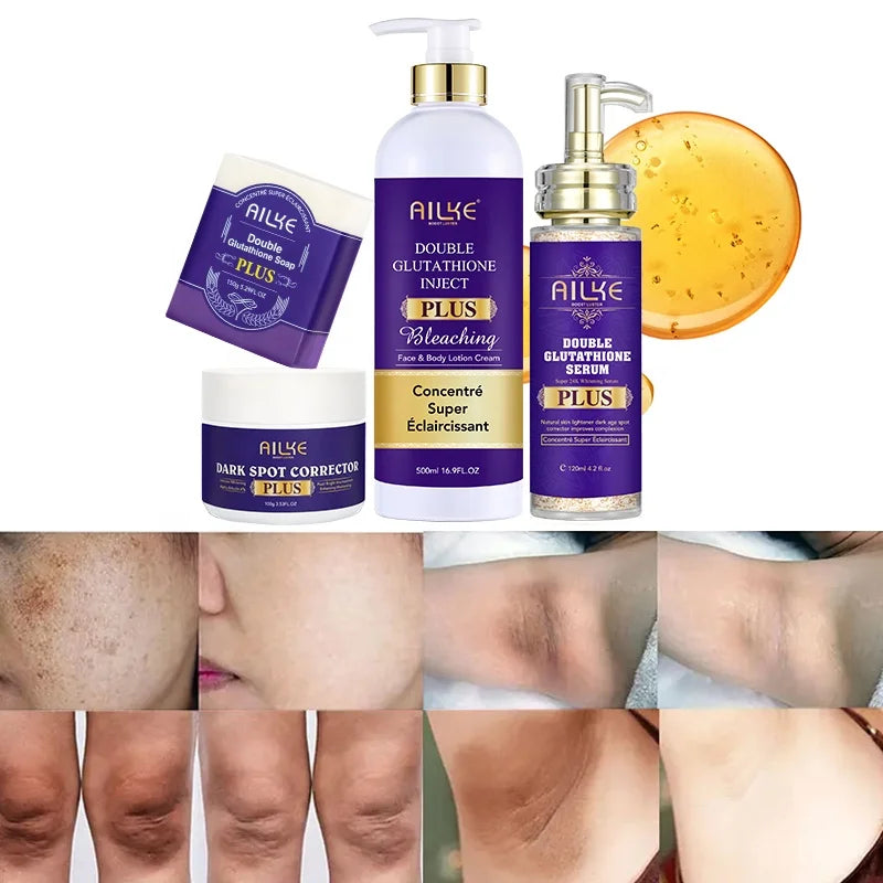 Private Label Dark Spot Whitening Glutath Lotion Serum Soap Cream Facial Wash Brightening Skin Care Set (New)