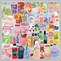 50pcs Variety of Beverages Waterproof Stickers for Helmet Laptop Skateboard Suitcase Refrigerator Handbag and Books