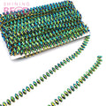 Bling AB Green Rhinestone Chain Trimming Bridal Dress Decoration for Wedding Garment Gold Applique Trim Sewing
