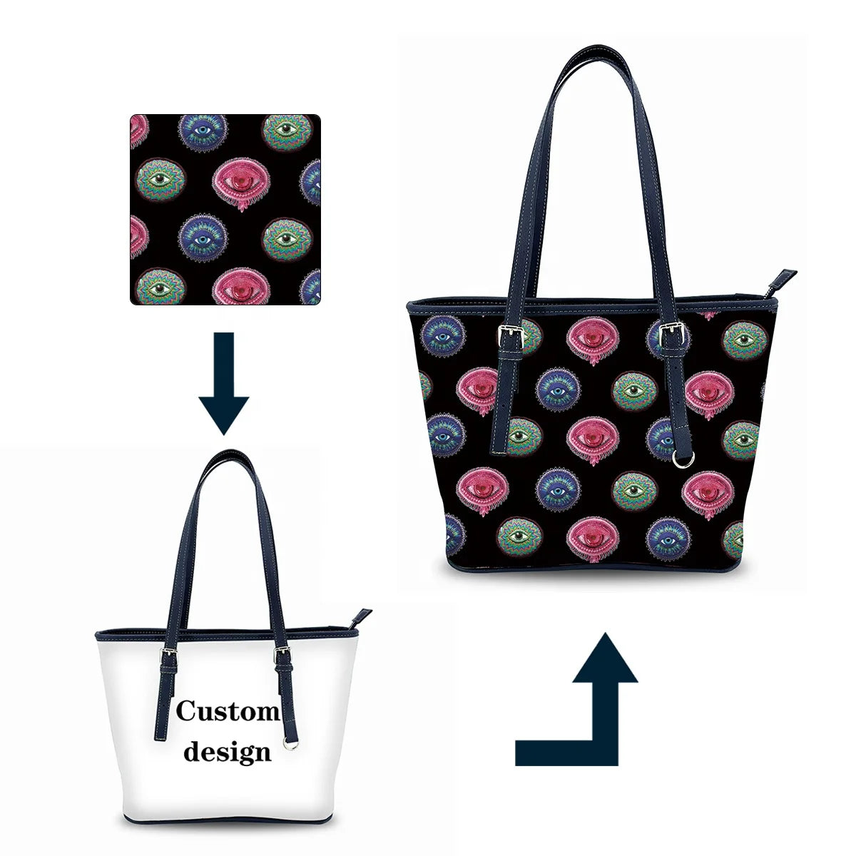 Elegant Luxury Women's Custom Printed PU Tote Bags New Fashion Summer Handbags Water Resistant From Wholesale