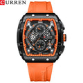 New CURREN 8442 Fashion Sports Watches Square Hollow Design Quartz Wristwatches Chronograph Auto Date Watch