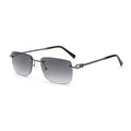 Trendy Rimless Unique Design Metal Sunglasses With Diamond Cutting Gradient Lenses Rectangular Sun Glasses