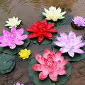 SZ  Hot Sale EVA Material 10-60cm Colorful Artificial Floating Lotus Flower with Leaf
