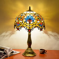12 Inch Victorian Style Table Lamp Stained Glass Shade Metal Base Traditional Handmade Medium Shades Desk Lamps MegaBDM