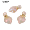 WT-P1712 Wholesale Fashion Gold Women Popular Aura Rose Quartz Perfume Bottle Elegant Small Drop Shape Essencial Oil Bottle
