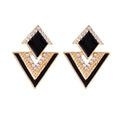 Korean Fashion Jewelry Rhinestone Triangle Earrings for Women 2022 Black Triangle Stud Earrings