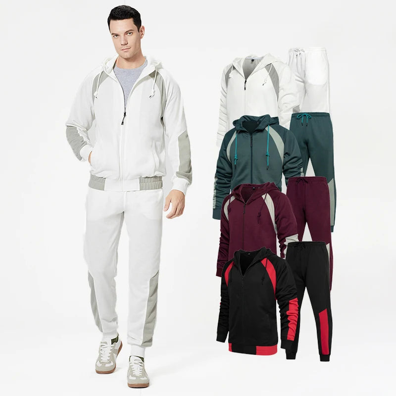 Bulk Wholesale Custom Brand Men's Leisure Jogger Suit 2 Pieces Custom Logo Sports Tracksuit