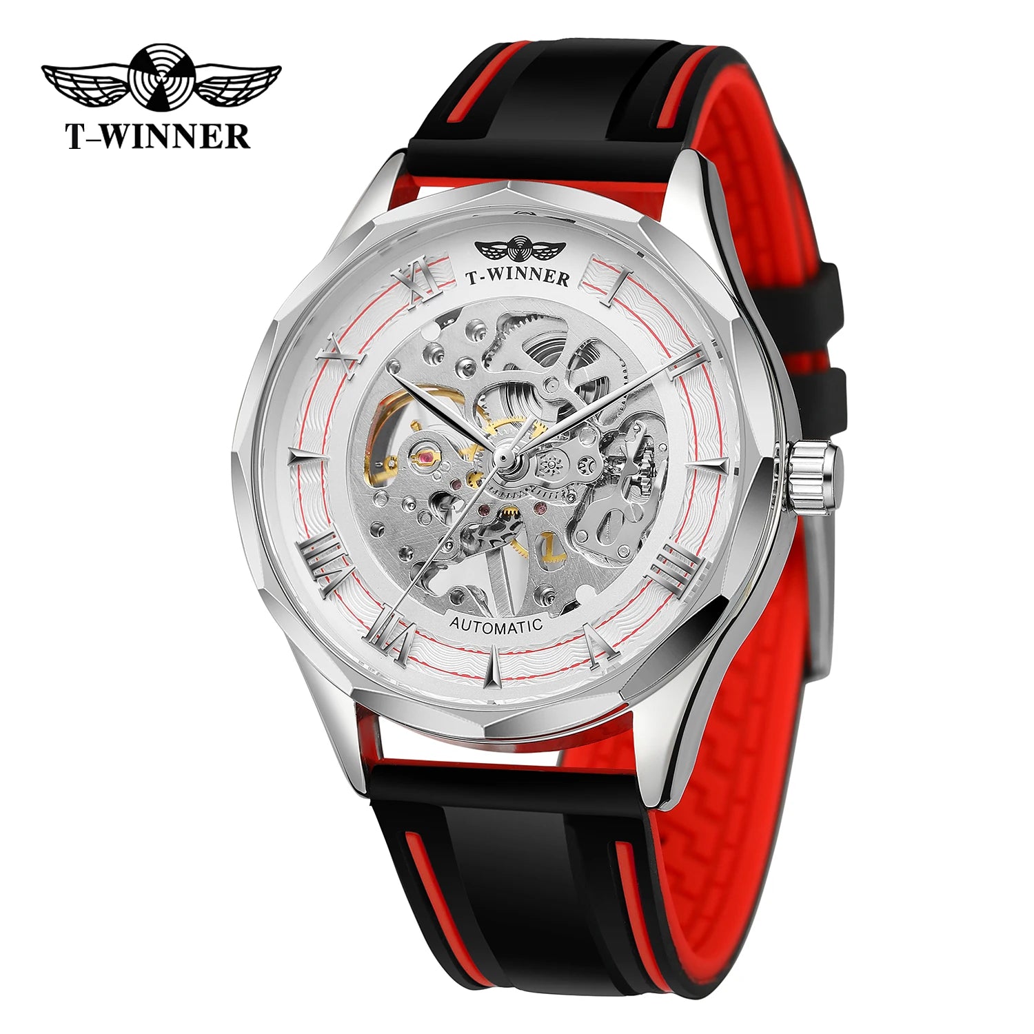 Cheap Price T- Winner Brand Man Reloj Montre Watches Mens Luxury Silica Gel Strap Mechanical Wristwatch Custom logo