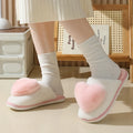 2024 Women Winter for Cute Faux Hair Soft Indoor Fur Fluffy Closed Toe TPR Outsole Anti-Slip Heart Warm Plush