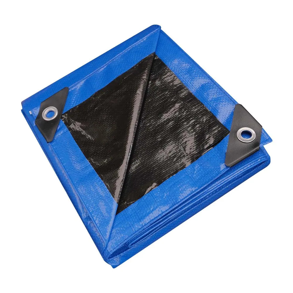 Blue and Black 105gsm 6mil 16x20FT Heavy-Duty Tarpaulin Cover Waterproof UV Resistant for Vehicles Pools Construction Sites