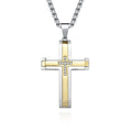 Alin Summer Hot Wholesale Vintage Senior Stainless Steel Men's Religious Zircon Cross Pendant Necklace