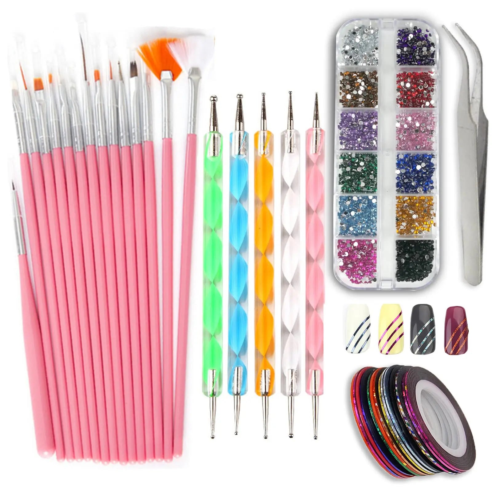 20pcs Nail Art Painting Brush and Pen Nail Beauty Tools Kit Drawing Linering Brushes Set Mandala DIY Nail Art Designs Dot Pen