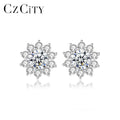 CZCITY Fashion 2024 New Design 925 Sterling Silver CZ Diamond Bridal Luxury Woman Jewelry Flower  Moissanite Earrings