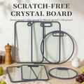Tempered Glass Cutting Board with Non-Slip Silicone Edges Rectangle/Round Glass Chopping Boards for Kitchen with Hanging Hole