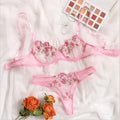 Custom Color Women's Ladies Female Women G Strings Thong Transparent Erotic Lingerie Sexy Lace Bra and Panties Underwear Set