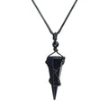 Hot Sale Obsidian Pendulums Divination Couple Necklace Special Black Obsidian Hexagonal Pointed Cone Pendant Couple Necklaces