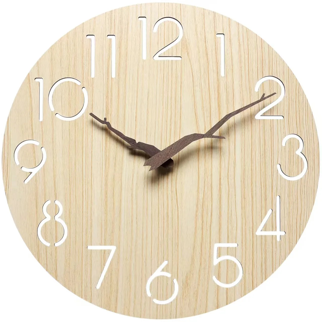 Tailai Ring Wall Clock Wood Grain Clock Round Shape Creative Silent Clock Battery Powered  Decorative Home Living Room Office