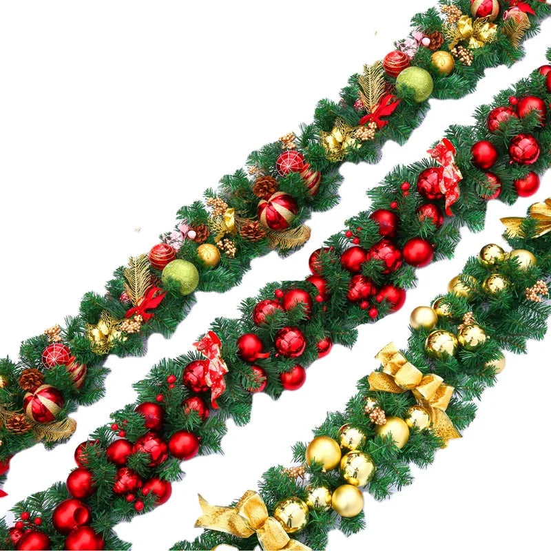 Christmas Decorations Garland Rattan Preserved Flowers Garland Christmas Ornaments Gift Wreath Decorative Lights