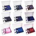 Floral Tie Clip Pocket Square and Cufflink Set Gift Box Fashion Neckties With Pocket Squares Custom Men Ties and Hanky Set