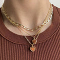 High Quality Fashion Stainless Steel Love Necklace Simple Jewelry Gold Plated Heart Pendant Necklace for Women