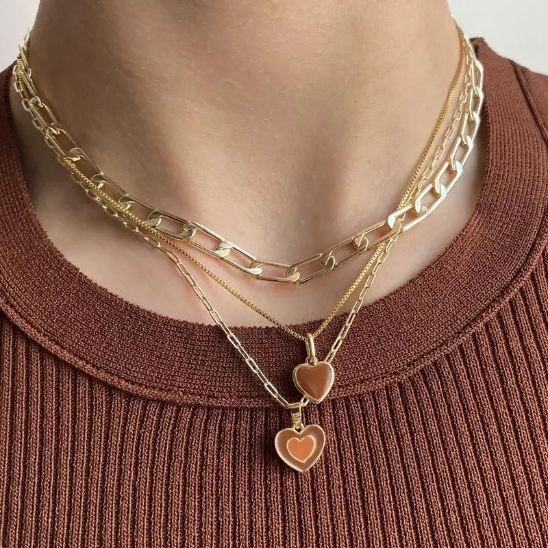 High Quality Fashion Stainless Steel Love Necklace Simple Jewelry Gold Plated Heart Pendant Necklace for Women