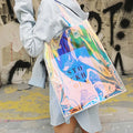 Wholesale Cheap Price BSCI Factory Custom Rainbow Color Laser Holographic Iridescent Jelly Clear PVC Bag
