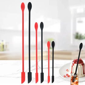 Long Handle Mini Silicone Spatula Thin Jar Scraper for Baking & Pastry Essential Kitchen Tool