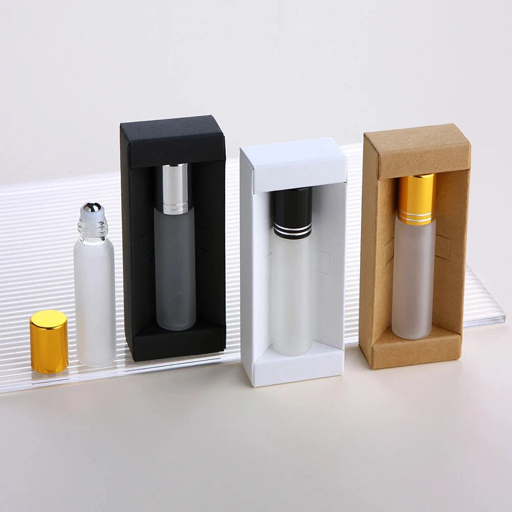 10ml Frost Roller Bottle Essential Oil Bottles With Box Refillable Perfume Bottle Glass Vials Print