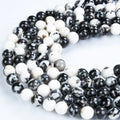Wholesale 4mm 6mm 8mm 10mm Black White Natural Agate Smooth Round Gemstone Loose Beads for Jewelry Making