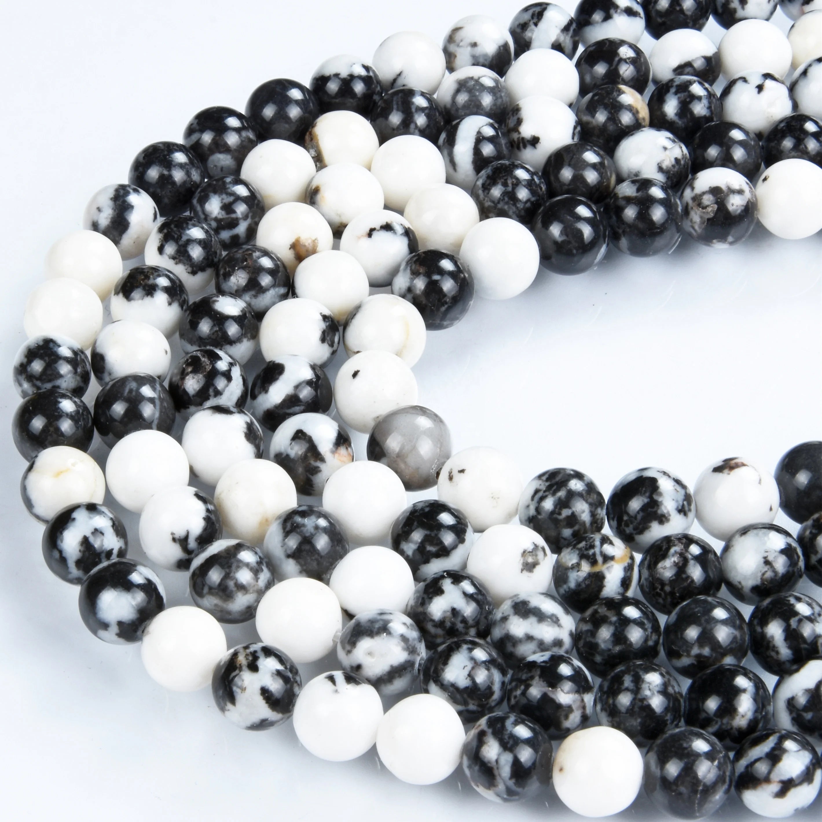 Wholesale 4mm 6mm 8mm 10mm Black White Natural Agate Smooth Round Gemstone Loose Beads for Jewelry Making