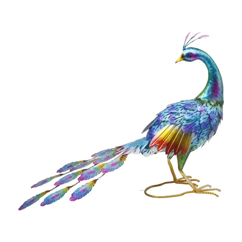 22.5 Inch Blue Green Bird Lawn Sculptures Solar Garden Lights Garden Decor Peacock  for Outside Patio Porch Backyard