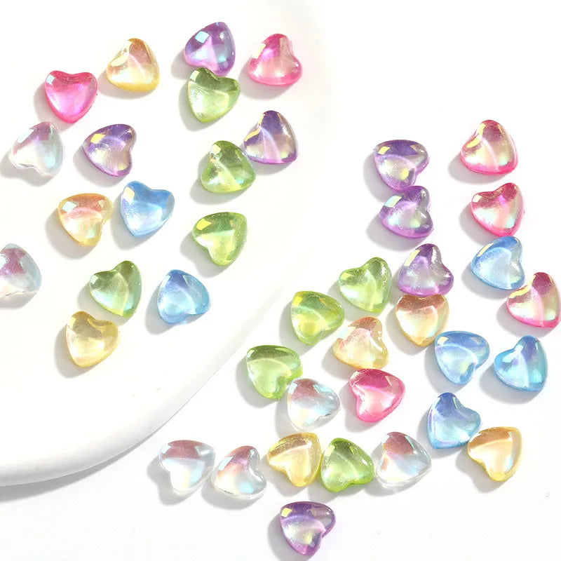 Factory Wholesale Mocha Heart Flat Back Loose Rhinestones Glass 4mm 6mm Heart Shape Nail DIY Opp Bag Colors High Grade