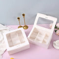 BECAN Hot-sale Wholesale Moon Puff Cookie Macarons Cupcake Dessert White Transparent Box 6 Dividers Cake Box