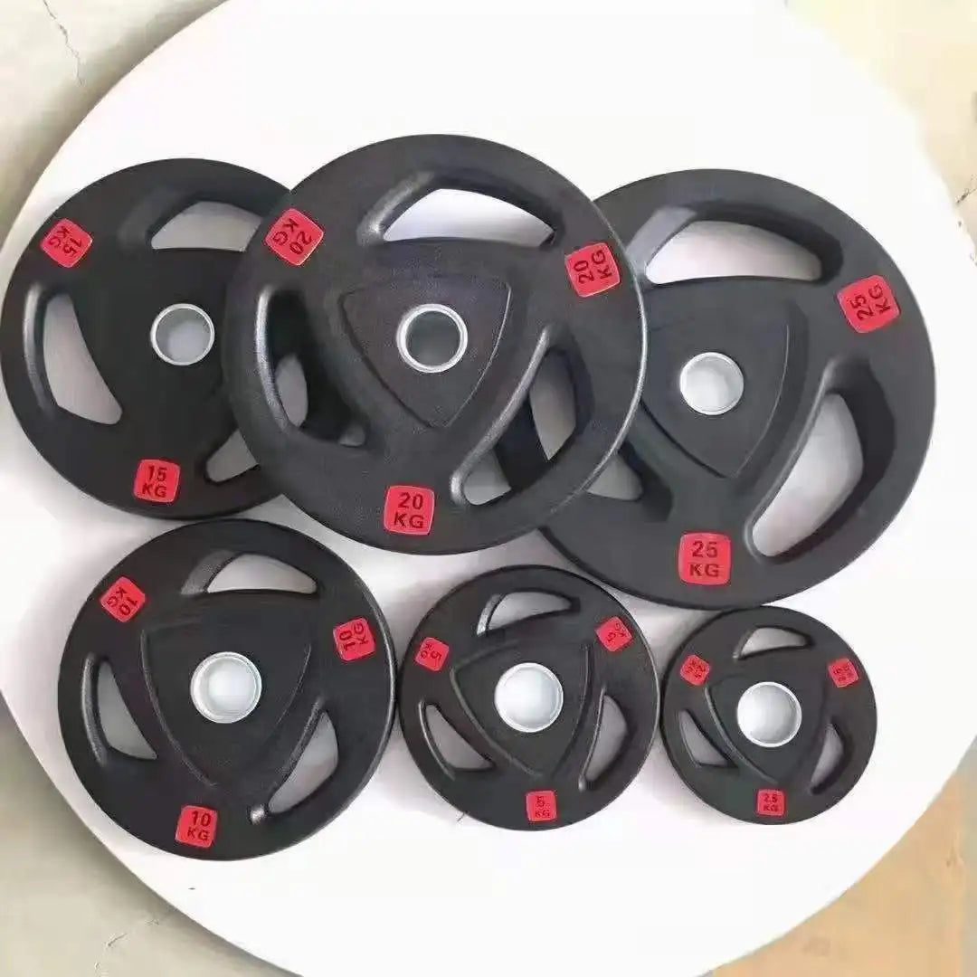 Wholesale Hand Rubber Weight Plates 3 Holes 2.5kg-25kg ISO CE Certified for Body Building