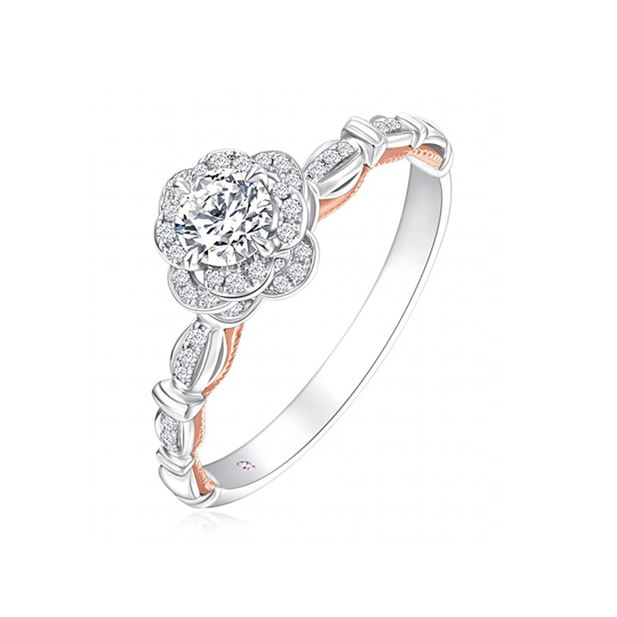 Fashion Jewelry 0.3 Carat Mosanite Castle Rose Ring Women 925 Sterling Silver Moissanite Diamond for Engagement Ring