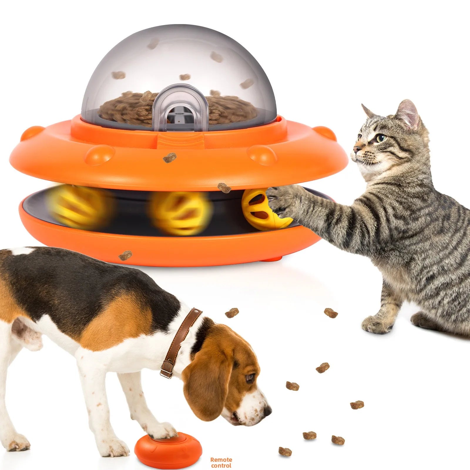 Evernew Eco-Friendly Automatic Pet Toy Feeder Cute Plastic Remote Control UFO Toy for Dogs New Year's Cross-Border New Product