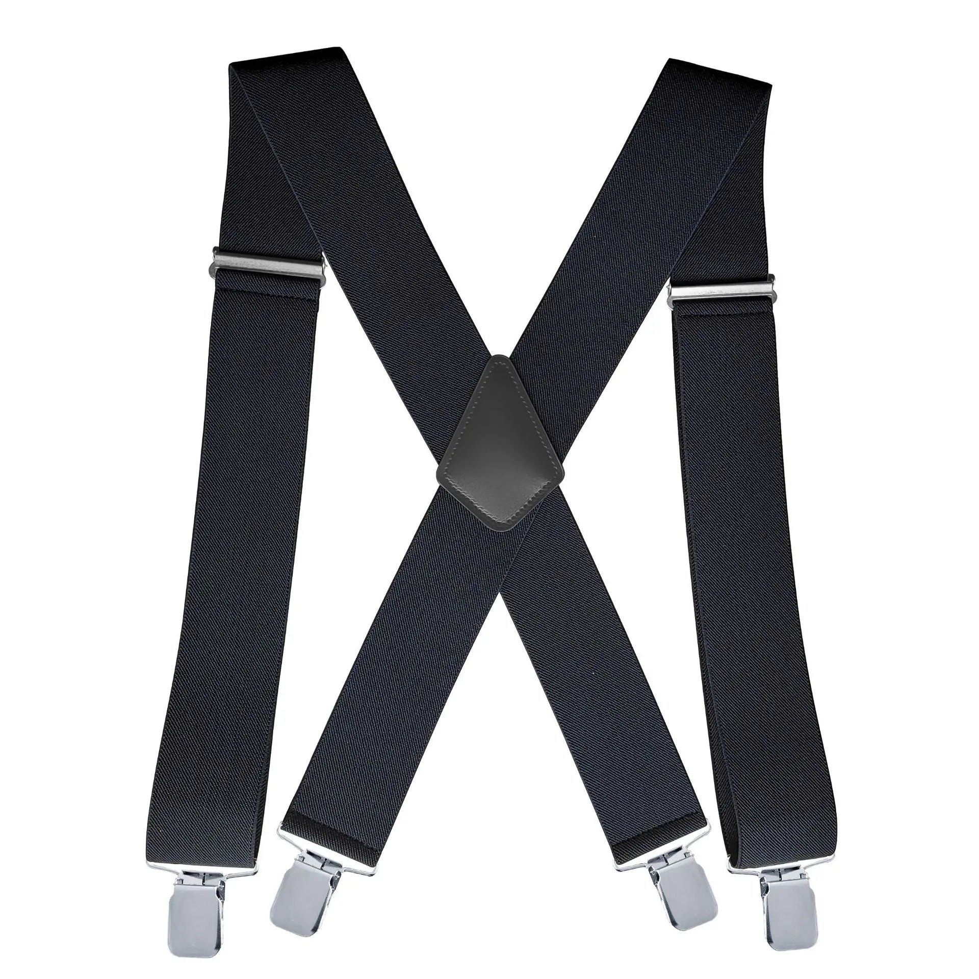 5cm Elastic Polyester + Elastic Men's Suspenders with 4 Clips X-Back Adjustable Design for Backpackers Comfortable Fit
