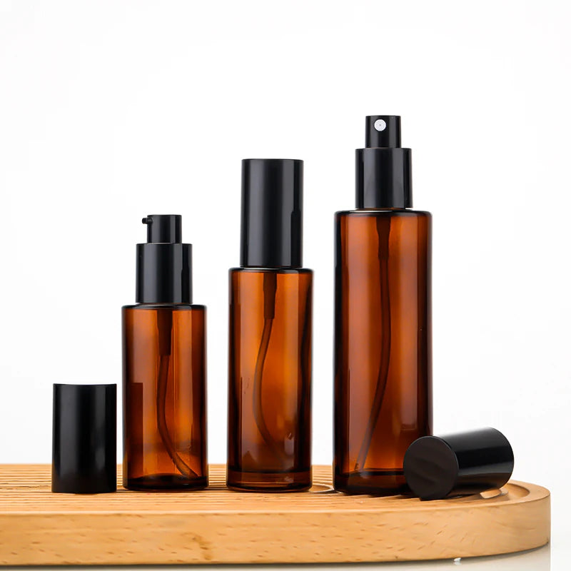 20ml-120ml Empty Glass Lotion Serum Pump Bottle Refillable Travel Amber Glass Perfume Mist Spray Bottle