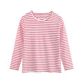 Wholesale Striped Design Men Oversized Long Sleeve Red White Striped T-shirts Embroidery Printed Logo T-Shirt