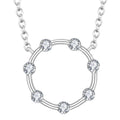 YILUN Dainty 925 Sterling Silver CZ Stone Circle of Life Necklace With Rhodium Plating