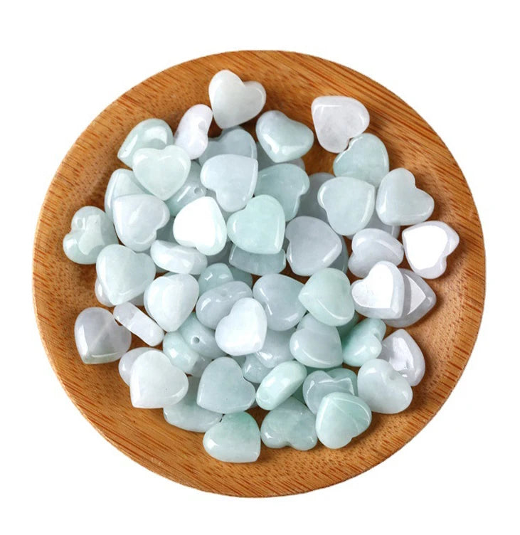 Certified Grade a Myanmar Jade  Love DIY Bracelet Necklace Woven Jade Fitting Waxy Jade Heart-Shaped Parts Sihui Wholesale