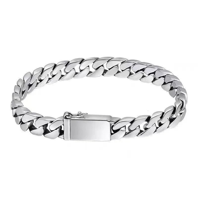 European American Thick Cuban Men's Charm Bracelets Handsome Punk Style Braided Naked Horsewhip Chain Hip-Hop Jewelry Alloy