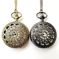 Big Size Quartz Bronze Fine Chain Vintage Exquisite Carving Pattern Hollow Spiderweb Pocket Watches
